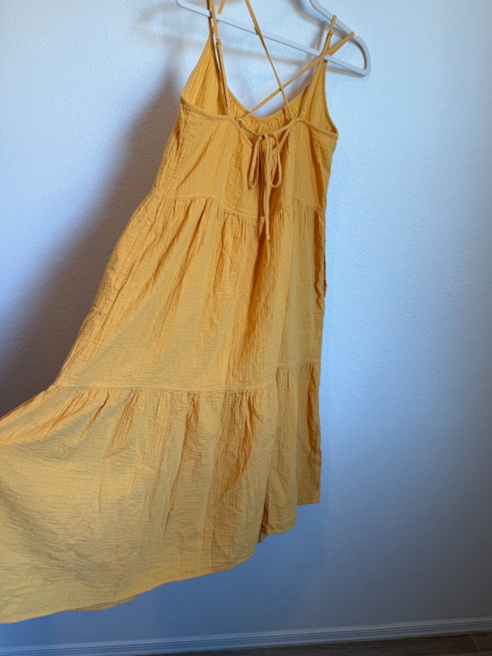 Free Assembly Tiered Gauze Midi Dress 100% Cotton Boho Minimalist Lagenlook - Picture 6 of 9